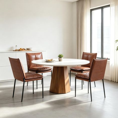Elegante grupo de sillas con respaldo acolchado, juego de 4 sillas de comedor (solo con 4 pcs sillas) (1/5)
