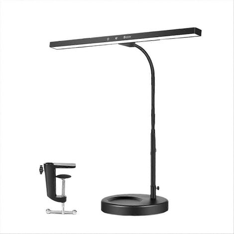 Lampe de piano LED à intensité variable, lampe de piano 2 en 1 avec base à pince, col de cygne flexible, 3 modes de couleur, hauteur réglable, prise UE (1/5)