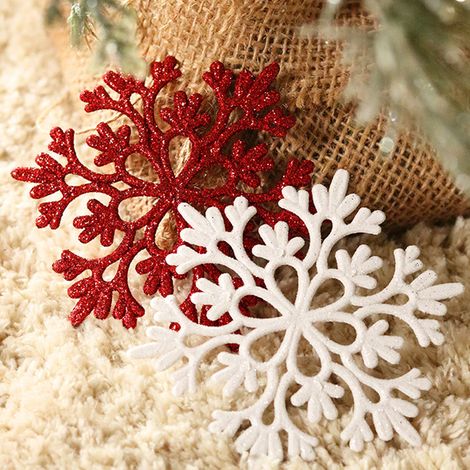 40 décorations de Noël en forme de flocons de neige pailletés, à suspendre au sapin. (1/5)