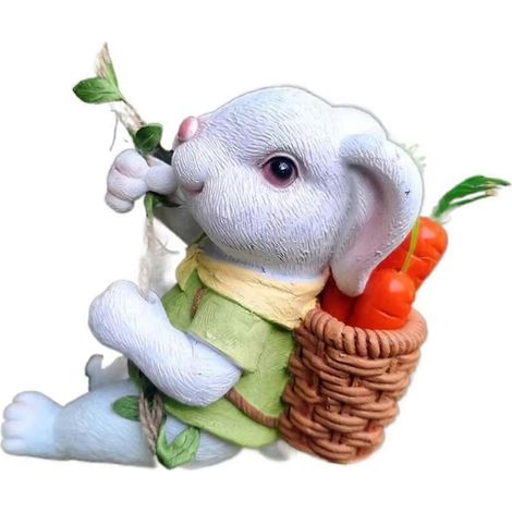 Charmante statue de lapin en résine pour décoration de jardin, sculpture animale d'extérieur, B (1/5)