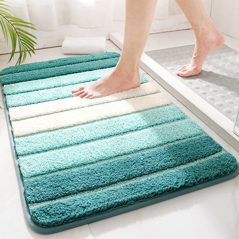 Zerbino Ingresso Esterno, Tappetino Antiscivolo Lavabile in Lavatrice, Tappeto da bagno in microfibra antiscivolo, morbido, assorbe l'acqua, per bagno - Verde 50 x 80 cm (1/5)