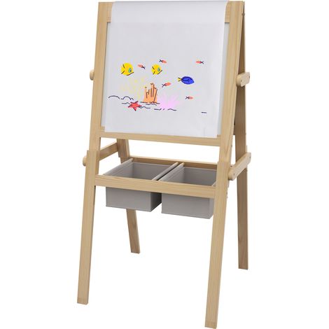 Tableau chevalet enfant ardoise double face blanc craie rouleau papier 58 x 50,5 x 109 cm