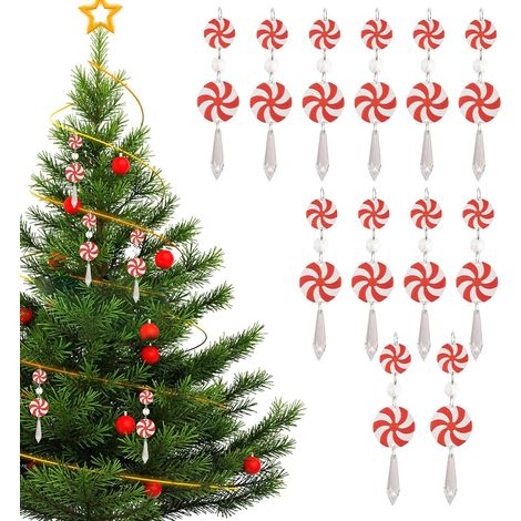 Ornements de Noël en, 12 Ornements De Noël Artisanaux, Pendentif Acrylique Menthe pour Fête, pour Fêtes Voiture Jardin Cour Extérieur Manteau Fête Vacances Mur Fenêtre Arbre Maison