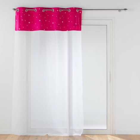 Voilage grande hauteur a oeillets 140 x 280 cm Velours phosphorescent Moonlight Fuchsia (1/3)