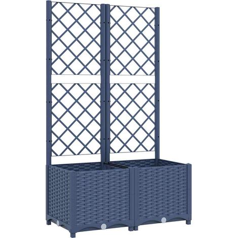 Jardinera de jardín con enrejado azul grisáceo 80x40x136 cm PP vidaXL
