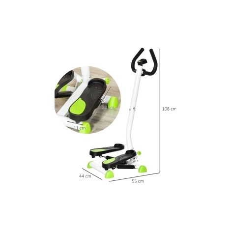 Stepper fitness con LCD e maniglia, acciaio e ABS, verde, 100 kg, 55 x 44 x 108 cm (1/5)