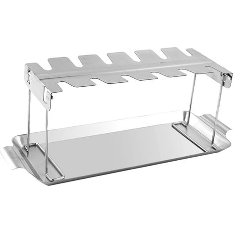 Support de Cuisson Barbecue Pliable Acier Inoxydable Rôtissoire pour Poulet (1/5)