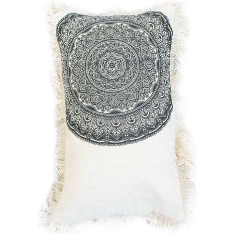 Coussin Mandala Traditionnel - 30x50cm - noir- Vendu par 1 (1/3)