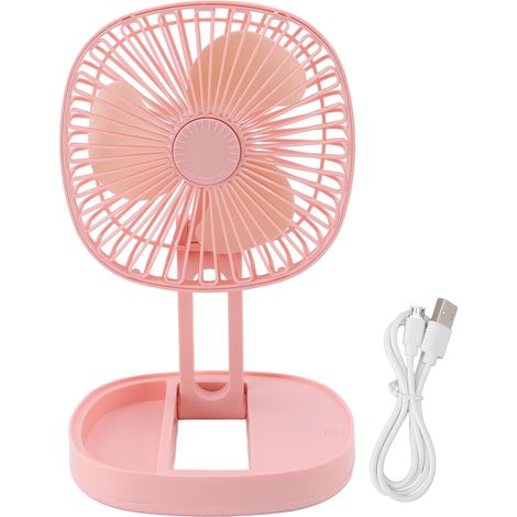 Ventilateur de bureau USB, trois vitesses, silencieux, réservoir de parfum, pliable, portable, rose, pour maison, dortoir, bureau (1/5)