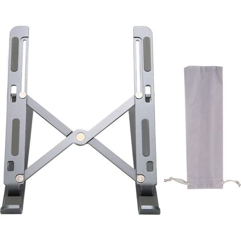 Support pour ordinateur portable de bureau, support ergonomique portable réglable en aluminium, support pliable pour ordinateur portable, support antidérapant compatible avec les ordinateurs portables (1/5)