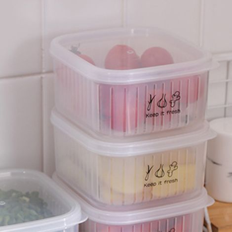 Boîte de Conservation Alimentaire Transparente Double Couche pour Ginger Garlic Oignon Multifonction Réfrigérateur Kitchen Organizer PP+PE (1/5)