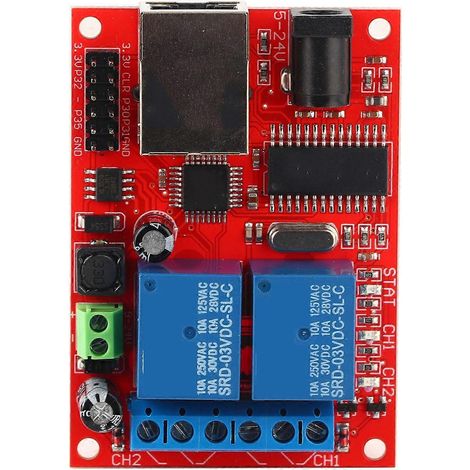 Steuermodul LAN Ethernet Hochwertige 2-Wege-Relaisplatine Verzögerungsschalter DC5V-24V