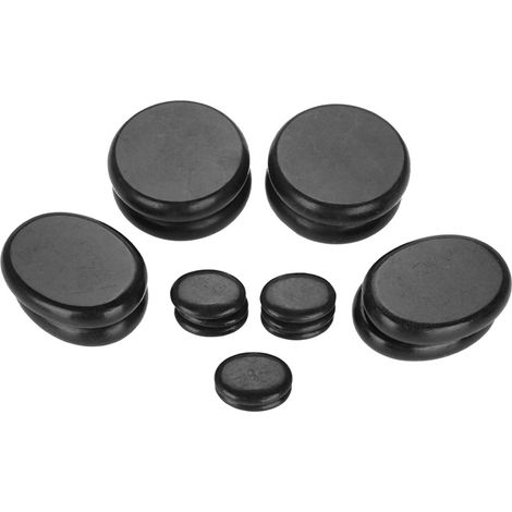 Lot de 16 Pierres Volcaniques Noires Basalte Massage Spa, Galets Ovales et Ronds pour Huiles Essentielles, Forme Ovale Circulaire (1/5)