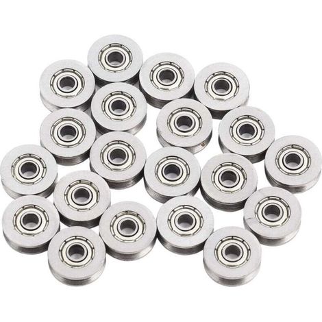 20 pièces V623ZZ V rainure roulement à billes poulie pour système de mouvement linéaire de voie ferrée 3x12x4mm (1/4)