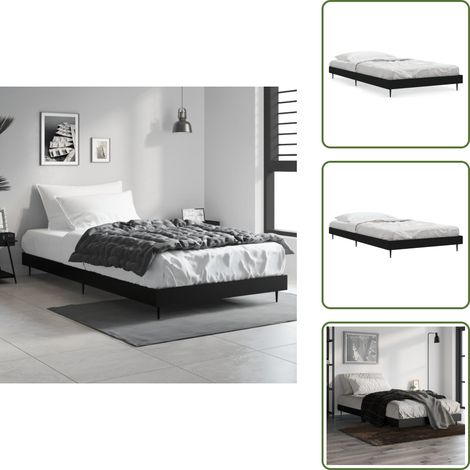 Bettgestell Schwarz 90x200 cm Holzwerkstoff - Schlafzimmermöbel - Bettgestell - Doppelbett - Holzrahmen - Schwarzes Bett (1/5)