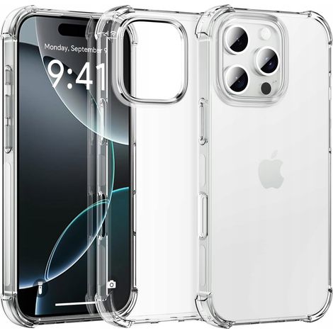 Custodia per iPhone 16 Pro ANTIURTO TRASPARENTE CON RETRO PROTETTORE E VETRO PROTETTIVO (1/5)