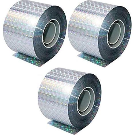Ruban anti-oiseaux, lot de 3 rubans x 50 m x 4,8 cm - Répulsif à oiseaux épouvantail - pour repousser les corbeaux, les pigeons et plus encore, 150 m