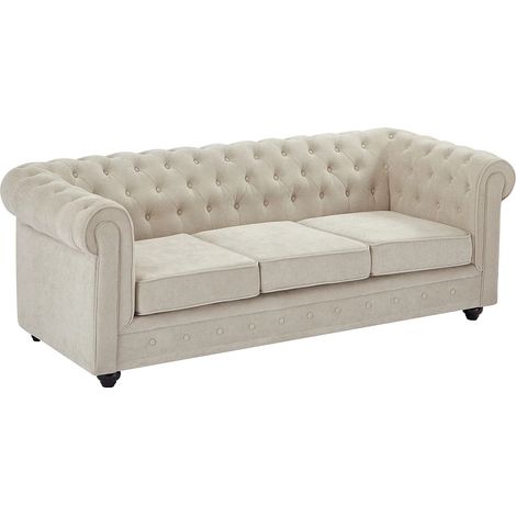 Canapé 3 places en tissu beige CHESTERFIELD (1/5)