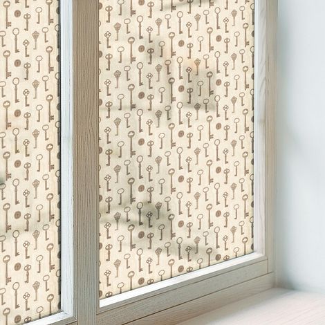 Klebefolie 50x146 cm Milchglas Blickdicht Folie für Badezimmer Dekorfolie PVC Dekorativ Selbstklebend Sichtschutz Fenster Geheimnisvolle Schlüssel