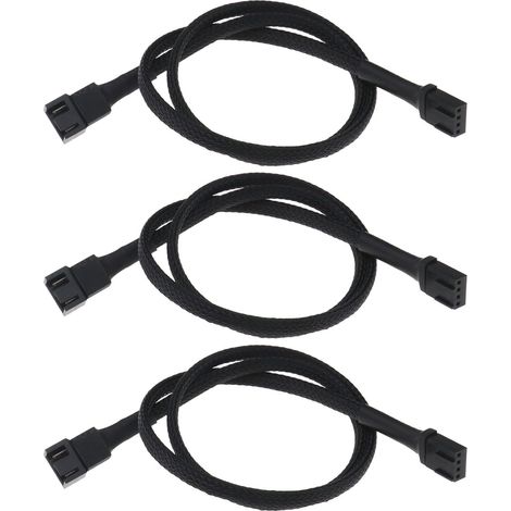 Lot de 3 câbles d'extension de ventilateur à 4 broches compatibles avec connecteur de ventilateur PMW à 3 broches et 4 broches de 60 cm 24 AWG en nylon tressé mâle vers femelle (1/5)