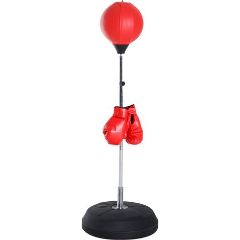 Punching Ball da Terra Altezza Regolabile Base Riempibile Ø43x126-144 cm Guantoni Inclusi Rosso (1/5)