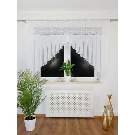 Cortina de panel de 200x150 cm con bordado 3D, marquesina y voile - blanca (1/5)