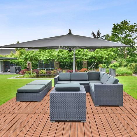 Holzfliesen Terrassenfliesen Quadratisch Terassen 11er Bodenbelag WPC Terrasse