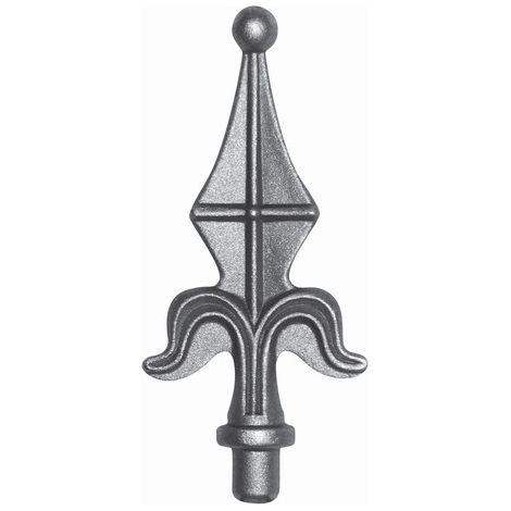 Pointe de lance avec boule - H130mm l57mm Ø12mm - Avec tige pour mâchonner dans un tube creux -  Fer forgé - À souder - DECO FER FORGE