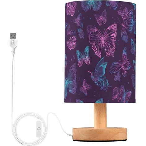 Kcldeci Lampe de chevet motif papillons pour chambre à coucher (1/5)