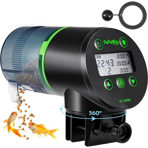 1 Distributeur Nourriture Poisson, 200ml, Écran LCD, Minuterie Programmable, Aquarium Tortue