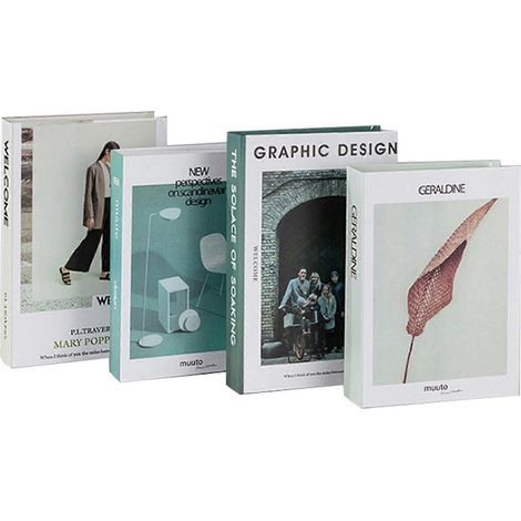 Livres empilés pour table basse, 4 faux livres décoratifs, boîte de rangement décorative pour faux livres, boîtes de rangement décoratives pour faux livres (1/5)