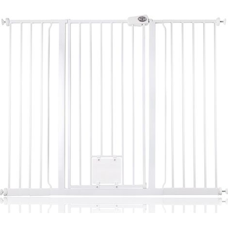 Bettacare Pet Gate with Lockable Cat Flap, 133.2cm - 140.8cm, White, 104cm in Height