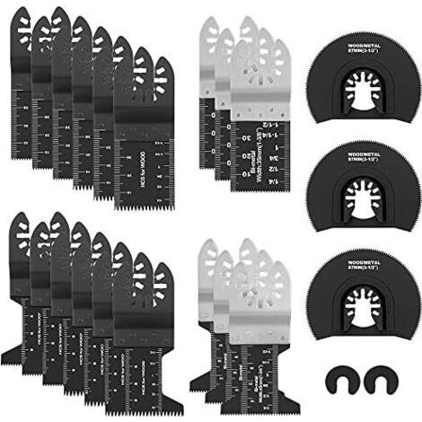 Lot de 23 lames de scie oscillantes, outil universel professionnel pour bois/métal/plastique, lames de scie à dégagement rapide pour Multimaster, Ryobi, Milwaukee, Bosch, Dremel, Dewalt, Rockwell, Mak