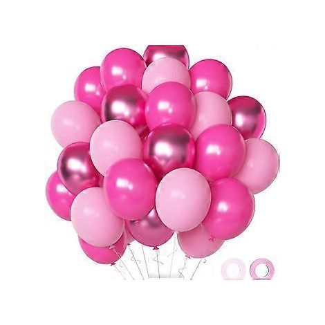 Ballons métallisés rose vif, 50 pièces, 30 cm, rose clair, magenta foncé, rose, ballons en latex pour anniversaire de fille