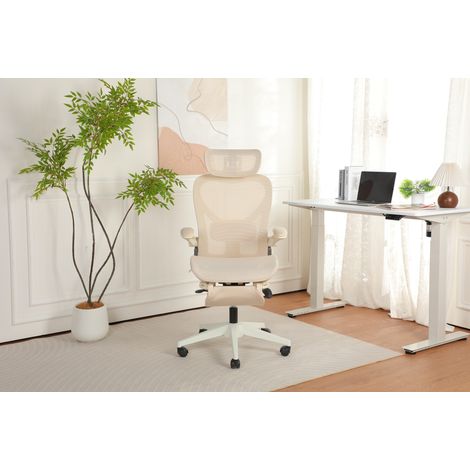 Chaise bureau pliante mesh crème ergonomique HAVRYA (1/5)