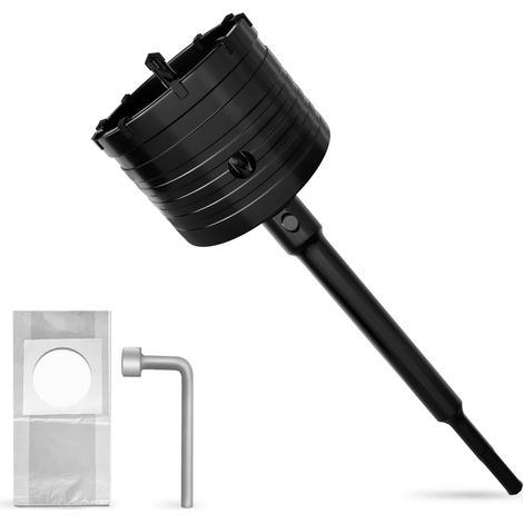 Foret SDS Plus 80 mm pour scie cloche, avec adaptateur SDS Plus, 220 mm, pour maçonnerie, brique, béton, ciment, pierre (1/5)