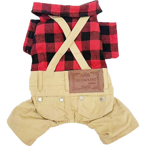 1 Combinaison pour chien, chemise à carreaux, salopette en jean, fermeture boutons-pression, petit chien (1/5)