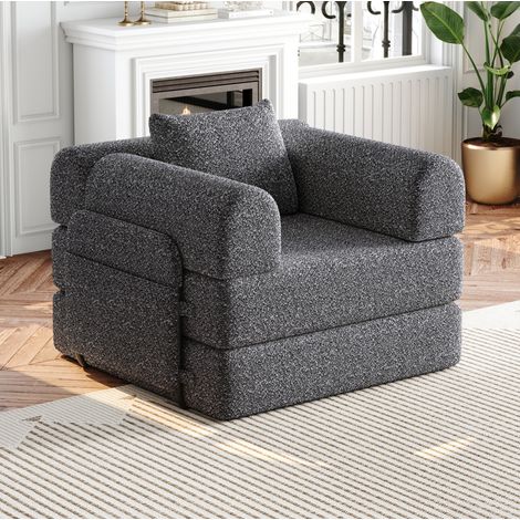 Sofá cama modular con almacenaje en brazo gris OKMYHOME (1/5)