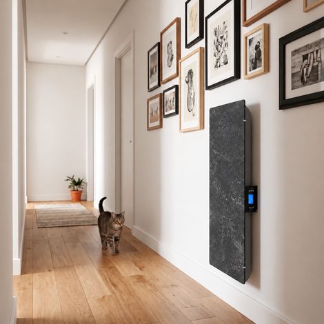 Radiateur électrique à inertie connecté Eternal New Smart Kherr Connect 1000 W vertical 50x100 cm Natura Noir