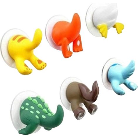 Crochet Animal - Ventouse 3 2 X 3 5 Cm - Cuisine Salle De Bain Miroir Verre - Lot De 6