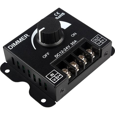 12-24V 30A LED-Dimmer, stufenloses Dimmen, PWM-Steuerung, manueller Helligkeitsregler, Speicherfunktion, für 5050 3528 monochrome LED-Streifen (1/5)