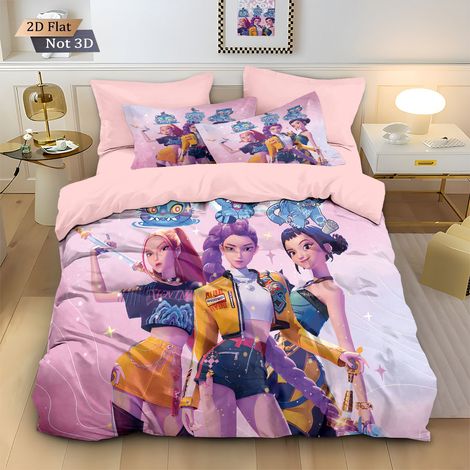 Ensemble de literie 3 pièces Kpop Demon Slayer, idéal pour les chambres et les chambres d'amis, 1798, 135 x 200 cm - FX - (1/4)