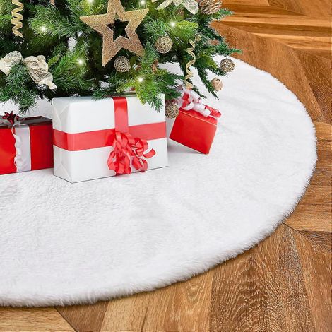 Weihnachtsbaumrock 24 Zoll Baumrock Weihnachtsgeschenk Weißer Kunstfell-Baumrock (1/5)