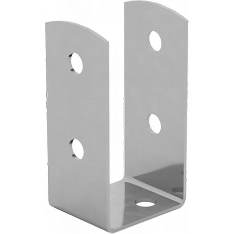 Embase pied de poteau en U zinguée à visser - Pour poteau rectangulaire - 56 x 45 x 100 x 2,0 mm (1/4)
