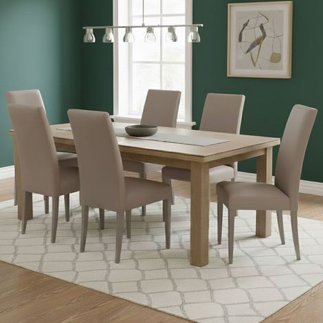 Set di Sedie Ferraris, 6 Sedie, Imbottito, Effetto Laccato, Grigio Tortora (1/5)