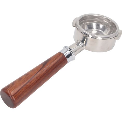 Poignée de porte-filtre à café 58 mm en acier inoxydable, amovible, sans fond, à 3 oreilles, pour machine à café Nuova A1, finition palissandre (1/5)