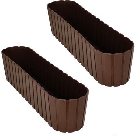 Bakonowa Vaso ovale per fiori da balcone/terrazza, marrone, 60 cm, 2 pezzi