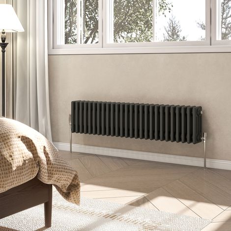AVER-GROWTH 4 Column Traditional Cast Iron Style Radiator Anthracite 300x1190mm (1/5)