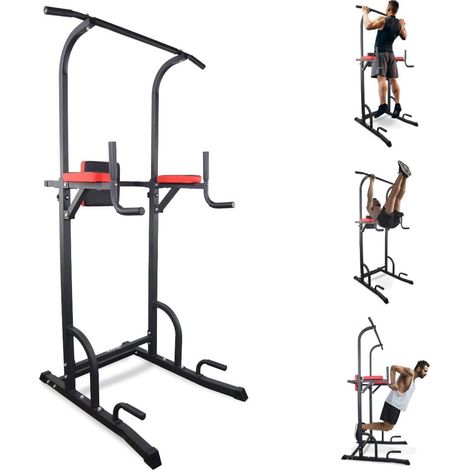 Chaise Romaine Musculation, Réglable sur 8 Hauteurs, Power Tower Dip Station, Dossier Réglables, Tour de, Robuste, Sport Maison, Traction, Pull Up (1/5)