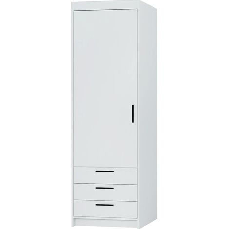 AX LIVING Kleiderschrank Schrank Weiß Storicos 1T3S 59,9cm Modern